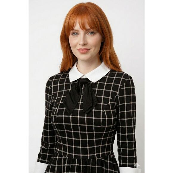 NEW Zapaka Vintage 50s Plaid Midi Dress 3/4 Sleeve sz XXL Swing dress Rockabilly - Picture 2 of 4